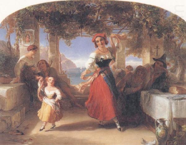 A Italian Mother Teaching her child the Tarantella, Thomas Uwins